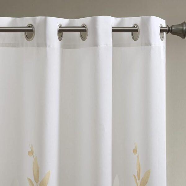 Cecily Semi Sheer SINGLE Panel Window Curtain Burnout Botanical Print, Easy To Hang, Fits up to 1.25" Diameter Rod, 50x84", Leaves Yellow - Image 2