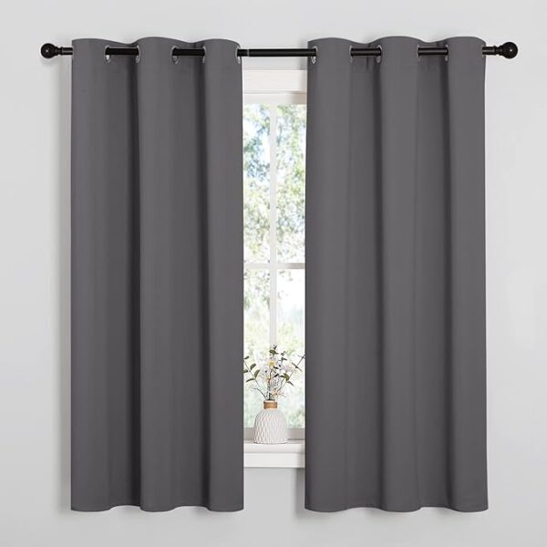 Thermal Insulated Grommet Blackout Curtains for Bedroom (2 Panels, W42 x L63 -Inch, Grey)
